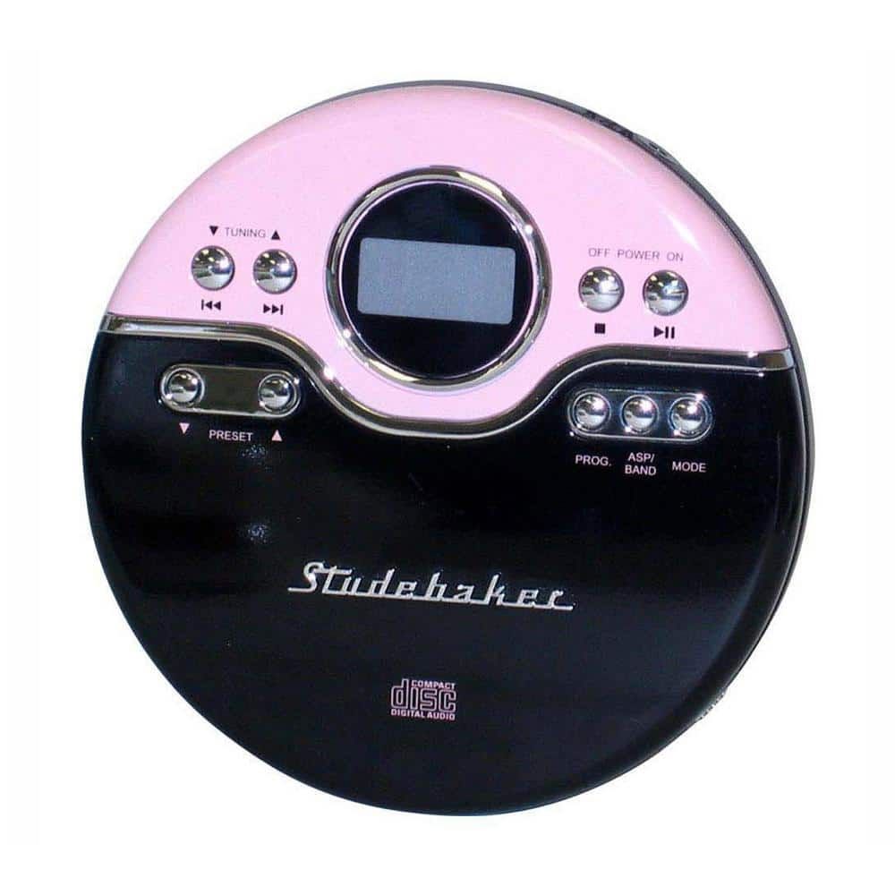 Studebaker Joggable Personal CD Player with PLL Radio in Pink/Black, Black and Pink