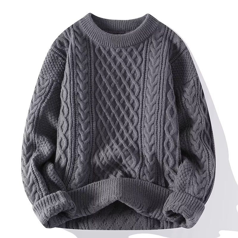 TRSYPHXM 2024 new Winter new men’s sweater casual versatile solid color men’s round neck pullover