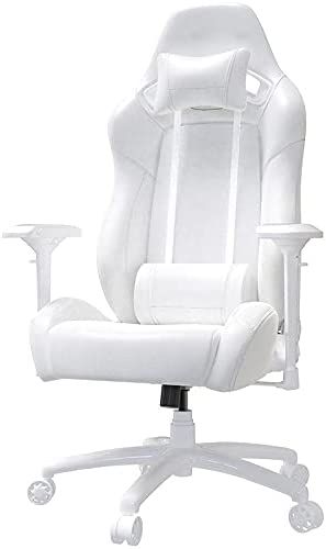 BHPL Pure White game chair Office chair Ergonomic chair PC computer with tilting chair with headrest and lumbar support gaming chair for adult office chair,White