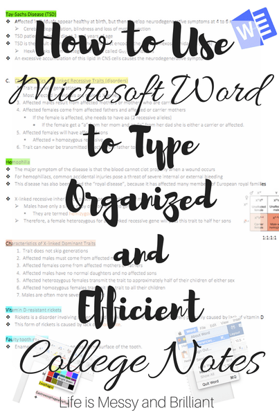 How to Use Microsoft Word to Type Organized College Notes