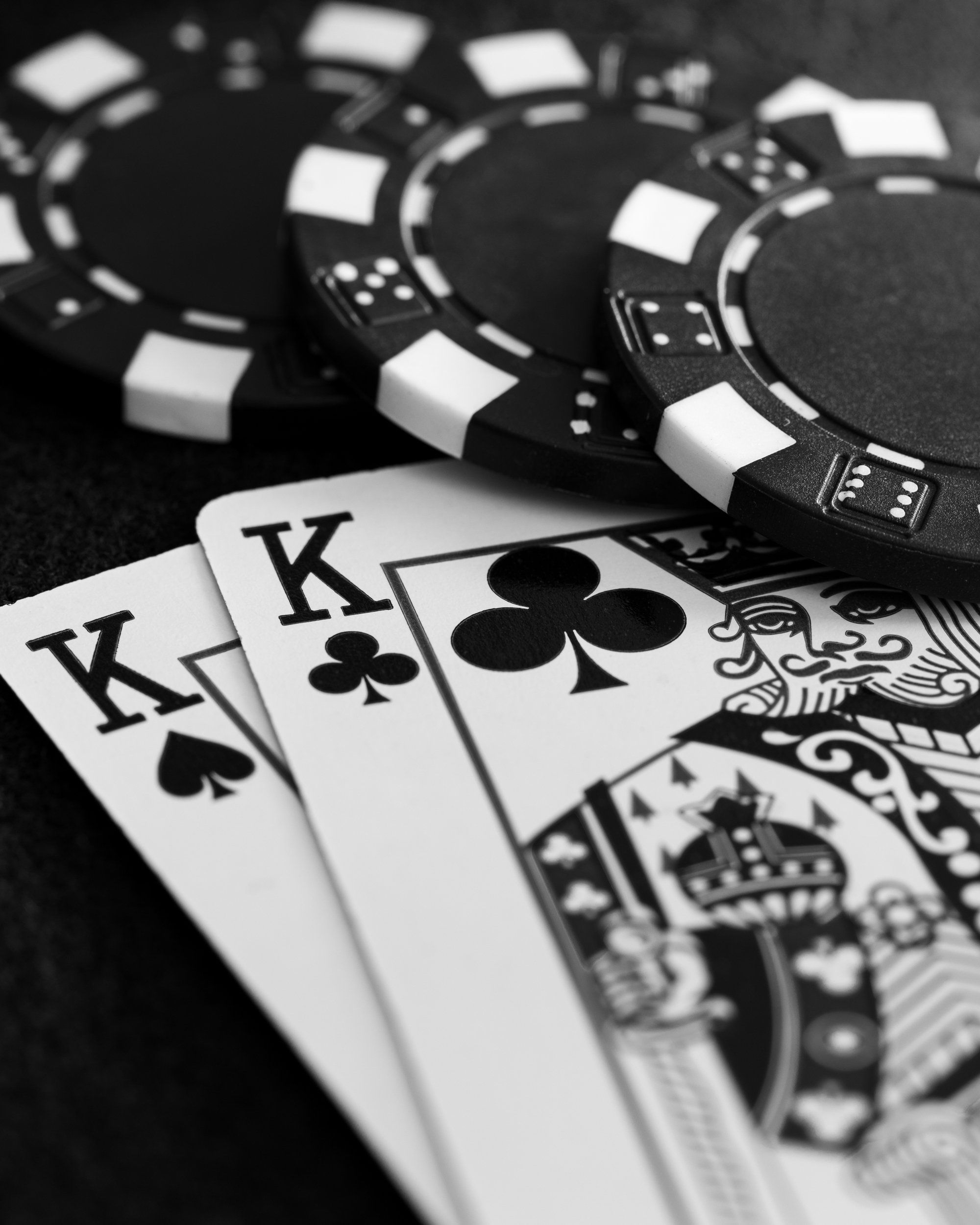 Playing Card Artwork, Pair of Kings Fine Art Photograph, Black and White Poker Hand on Print, Canvas or Metal