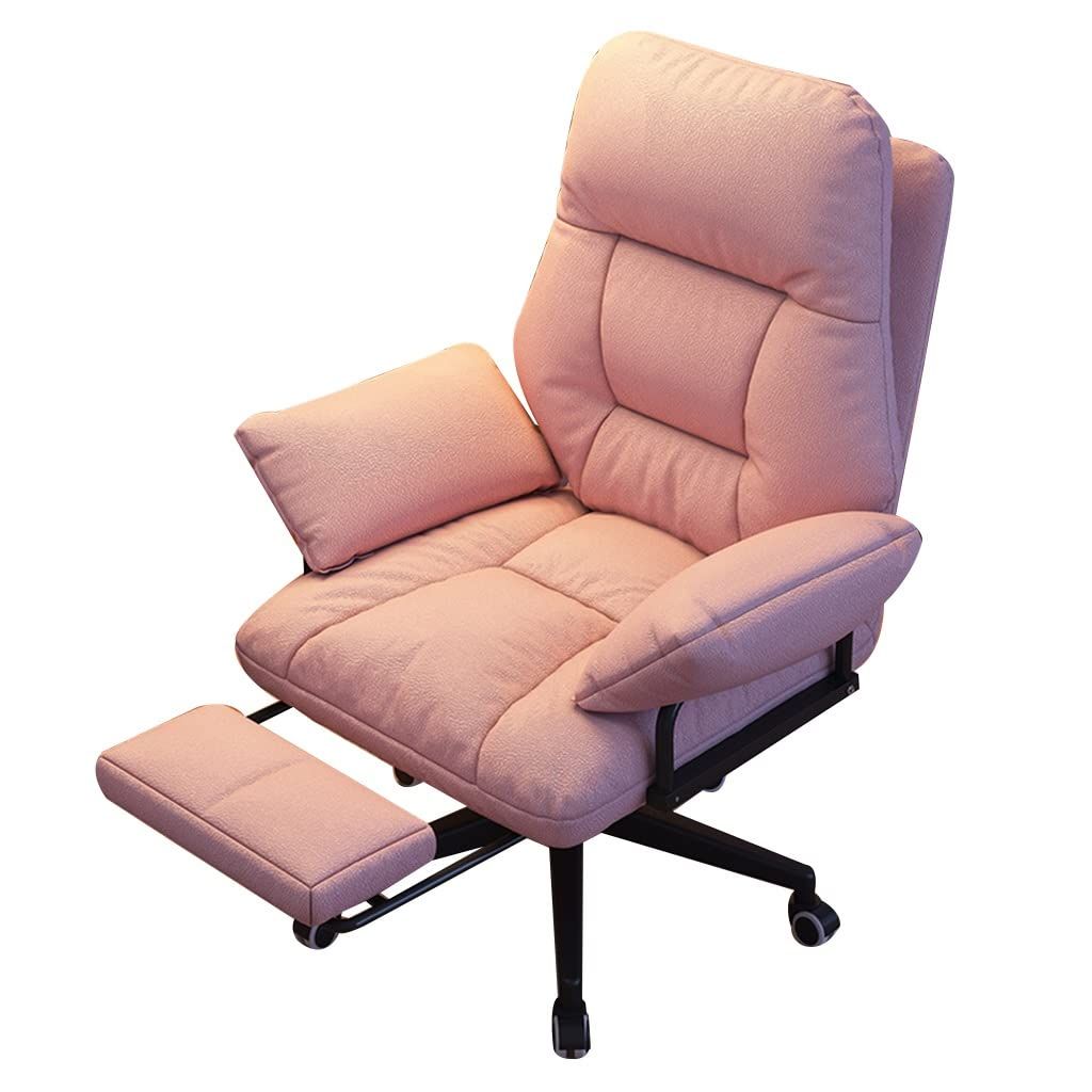 Desk Chair Computer Chair Living Room Home Office Desk Chairs Backrest Reclinable Seat, Gaming Chair Study Chair Ergonomic Office Chairs Recliner Chair Lazy Sofa for Bedroom (Color : Pink with footre