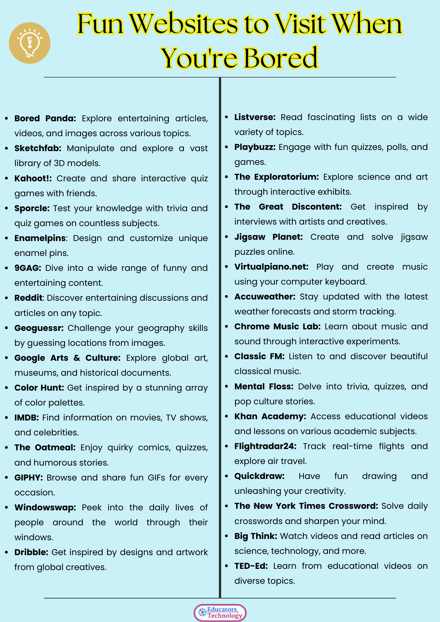 30+ Fun Websites to Visit when Bored