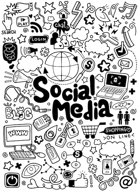 Premium Vector | Objects and symbols on the Social Media element