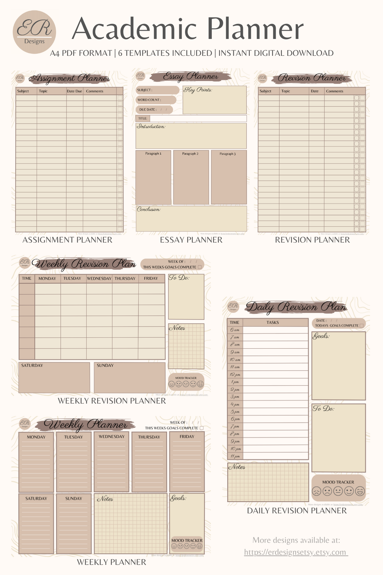 Digital/Printable Academic Planner – Coffee | Weekly Printable Planner By  Candice Bentley pocket…